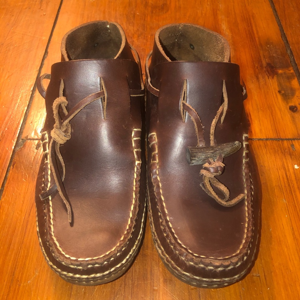 Brown leather moccasins